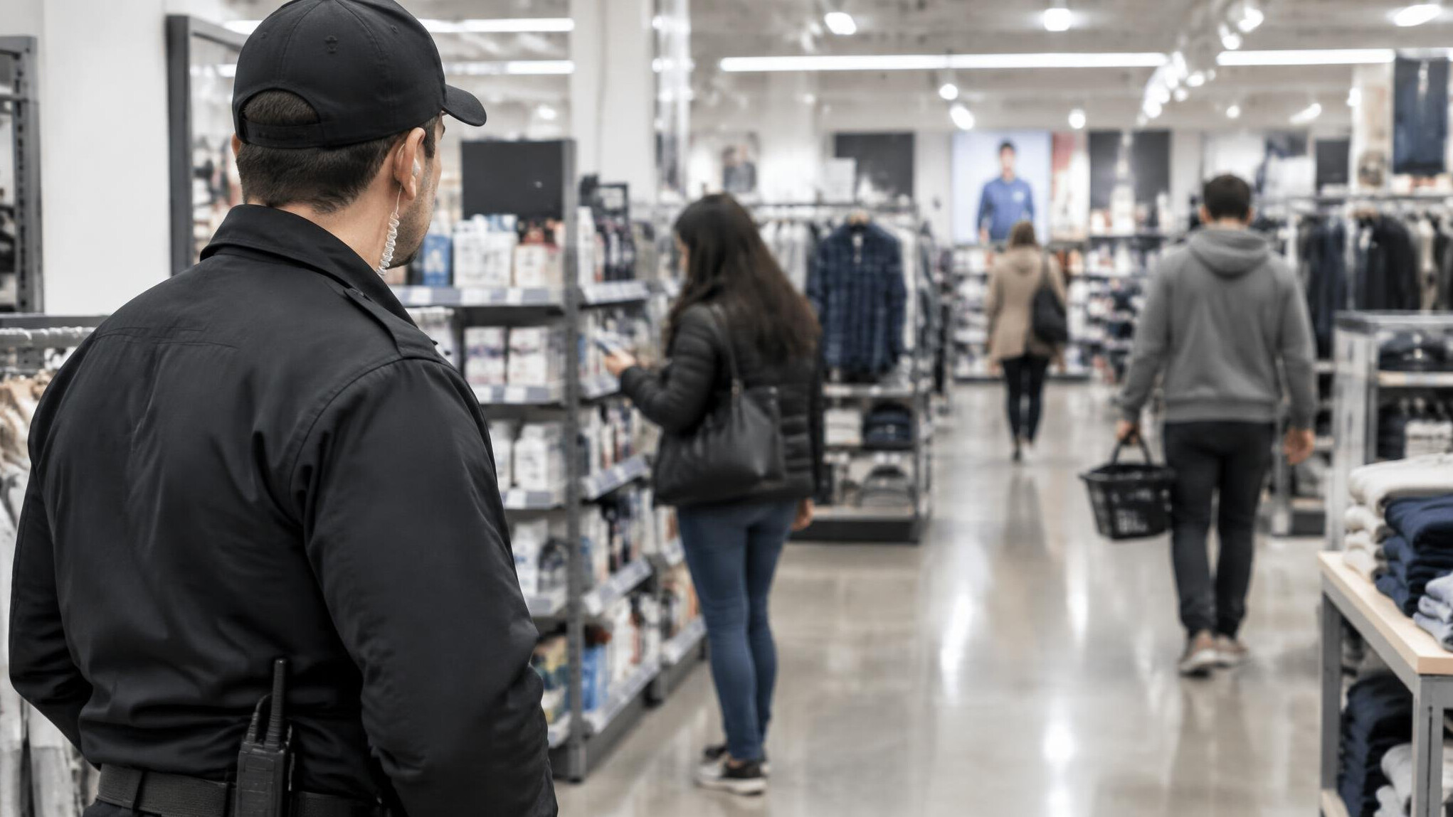 store detective observing shoppers